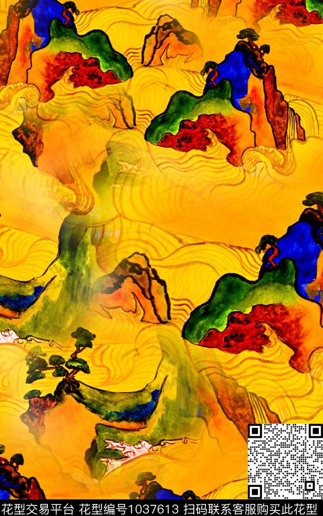 深圳中老年中国风数码印花华亿平台下载（图片编号: 1037613） - 瓦栏（Walan）