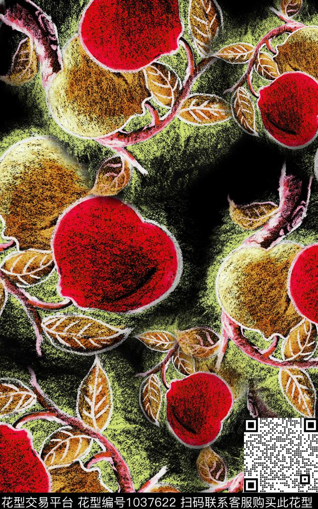 肌理花卉笔触数码印花华亿平台下载（图片编号: 1037622） - 瓦栏（Walan）