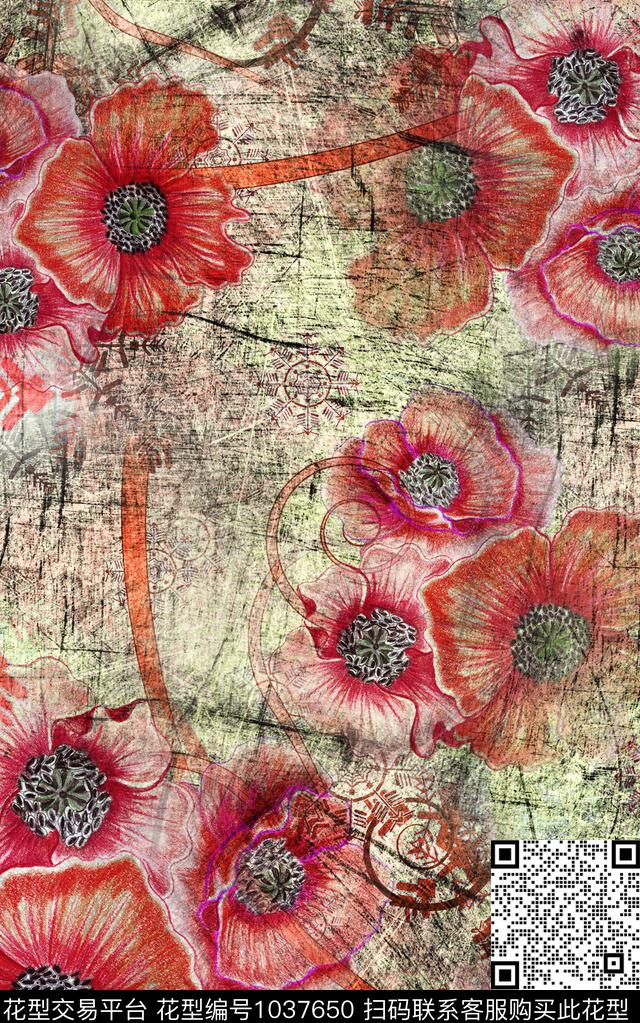 雪纺肌理花卉数码印花华亿平台下载（图片编号: 1037650） - 瓦栏（Walan）