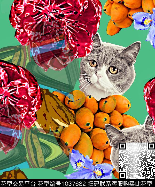 抽象花卉几何数码印花华亿平台下载（图片编号: 1037682） - 瓦栏（Walan）