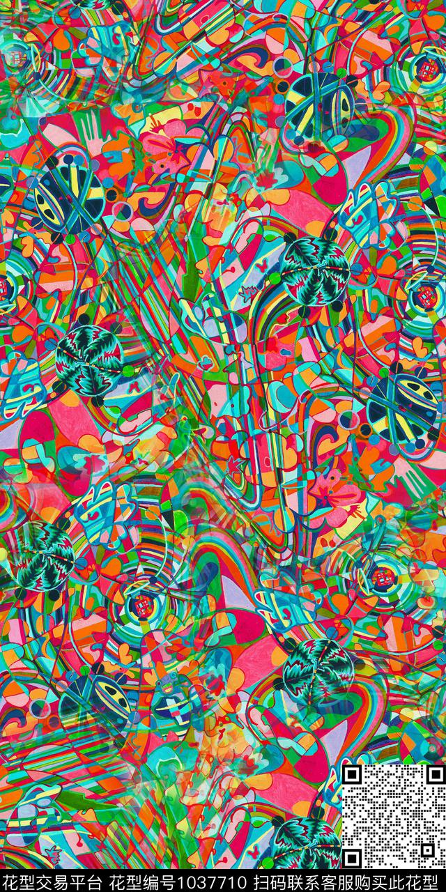 数码华亿平台抽象女装数码印花华亿平台下载（图片编号: 1037710） - 瓦栏（Walan）