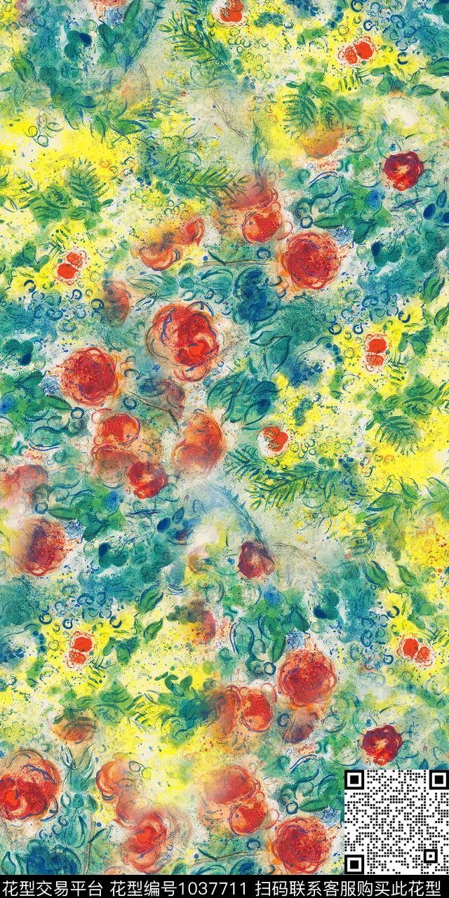 数码华亿平台抽象花卉抽象数码印花华亿平台下载（图片编号: 1037711） - 瓦栏（Walan）