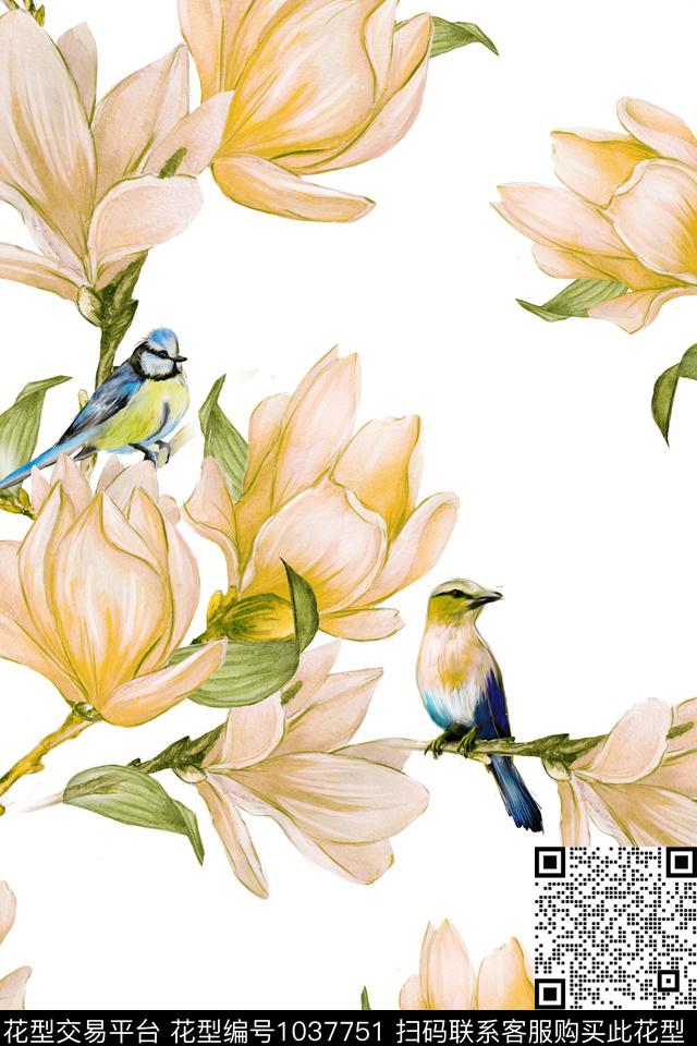 数码华亿平台花卉大牌风数码印花华亿平台下载（图片编号: 1037751） - 瓦栏（Walan）