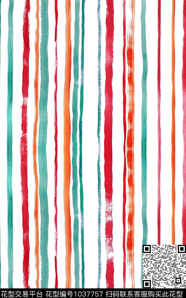 条纹抽象五彩条纹数码印花华亿平台下载（图片编号: 1037757） - 瓦栏（Walan）
