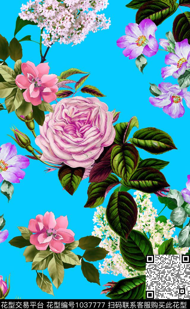 中国风数码华亿平台花卉数码印花华亿平台下载（图片编号: 1037777） - 瓦栏（Walan）