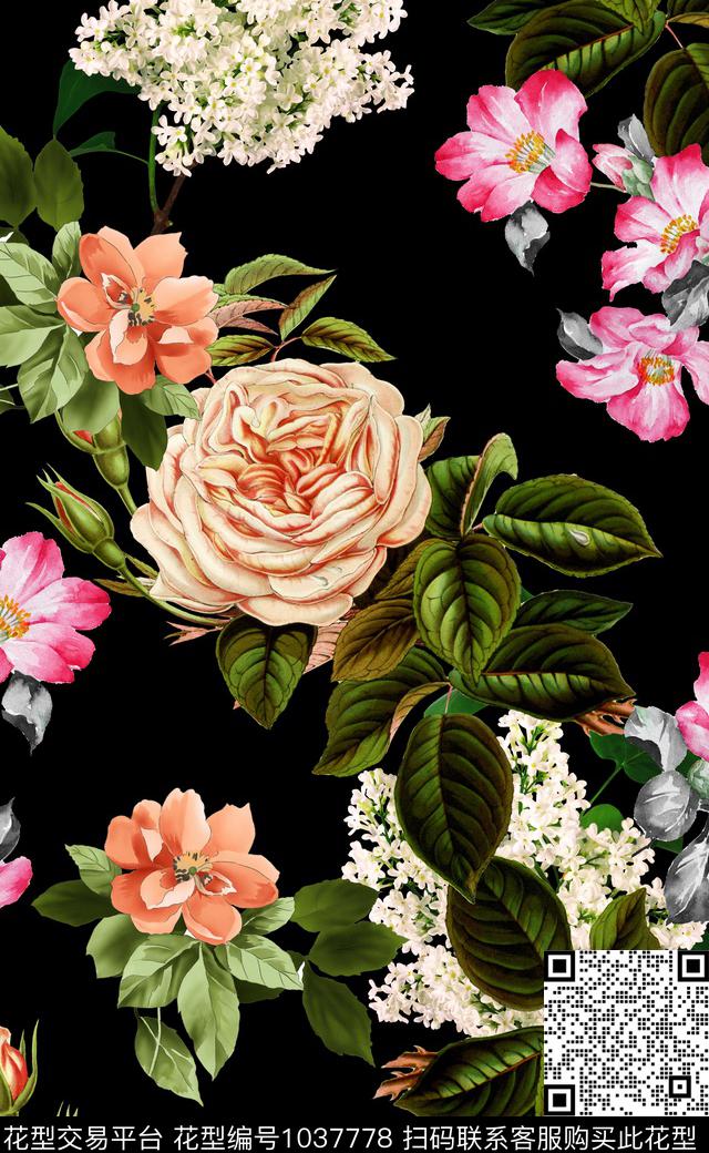 中国风数码华亿平台花卉数码印花华亿平台下载（图片编号: 1037778） - 瓦栏（Walan）