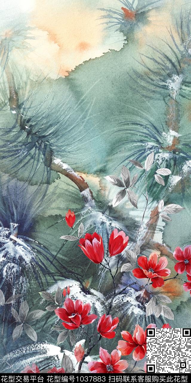 数码华亿平台定位花复古数码印花华亿平台下载（图片编号: 1037883） - 瓦栏（Walan）