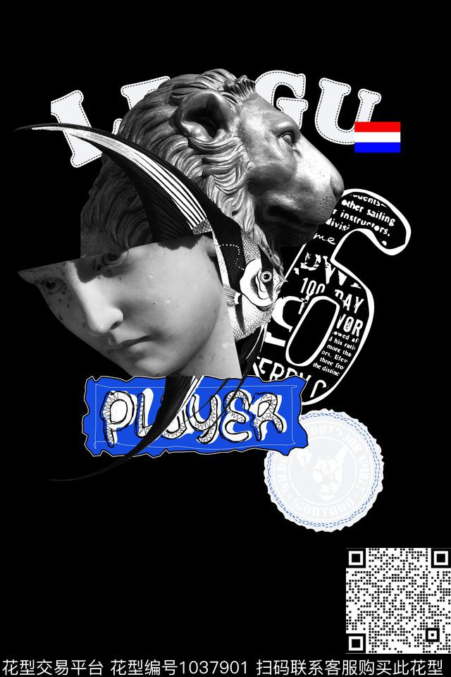 趣味抽象男装数码印花华亿平台下载（图片编号: 1037901） - 瓦栏（Walan）