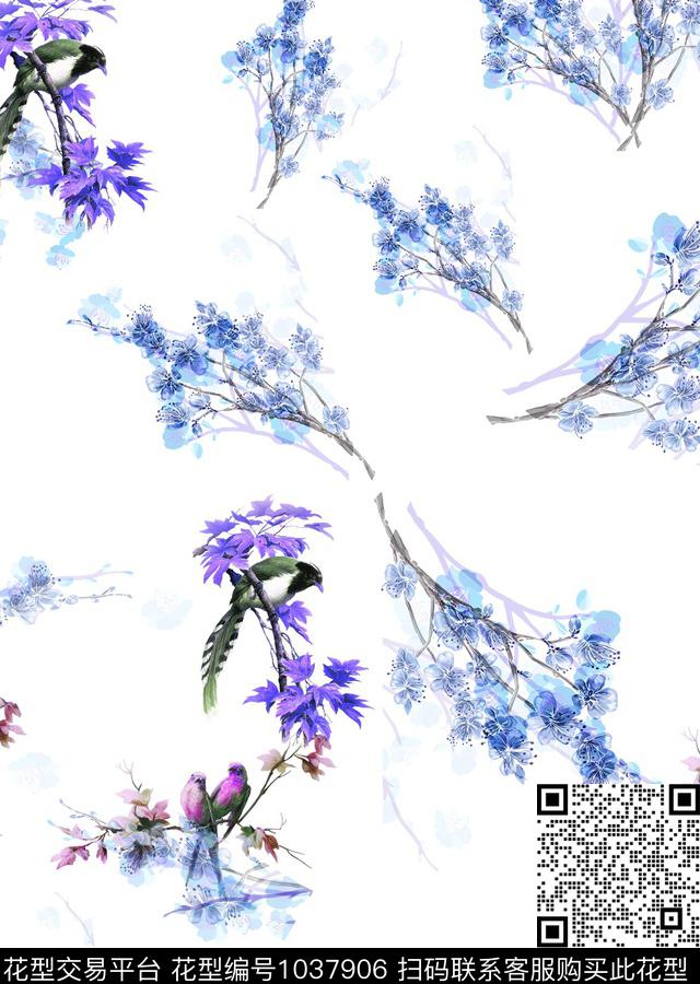 数码华亿平台花卉大牌风数码印花华亿平台下载（图片编号: 1037906） - 瓦栏（Walan）