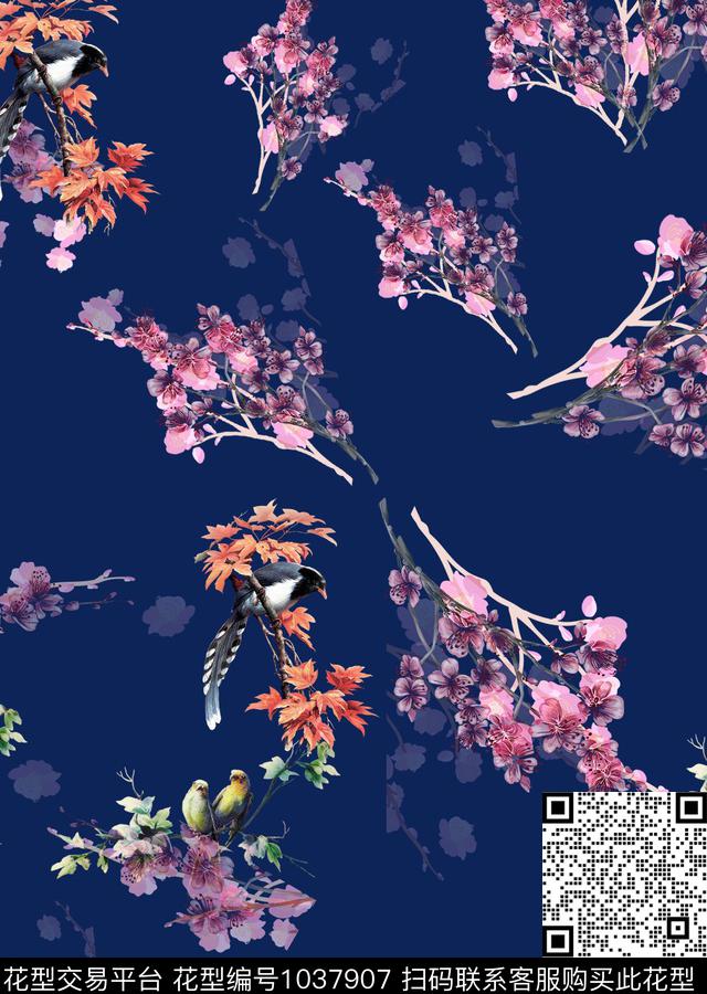 数码华亿平台花卉大牌风数码印花华亿平台下载（图片编号: 1037907） - 瓦栏（Walan）