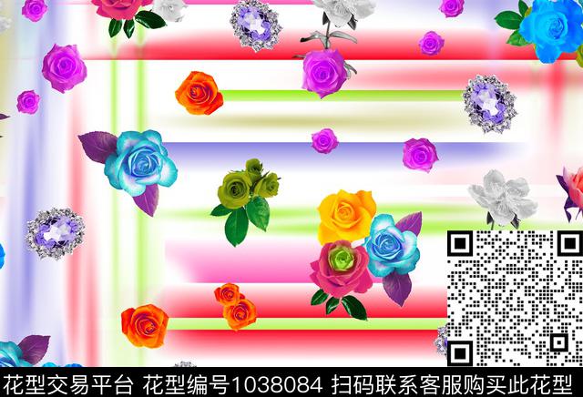 数码华亿平台抽象花卉数码印花华亿平台下载（图片编号: 1038084） - 瓦栏（Walan）