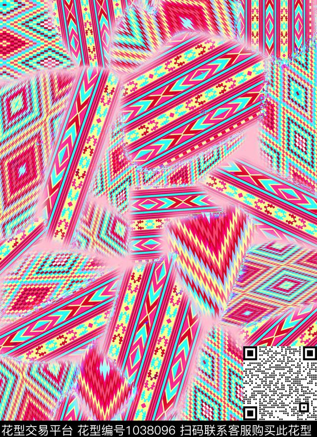 数码华亿平台民族风抽象数码印花华亿平台下载（图片编号: 1038096） - 瓦栏（Walan）