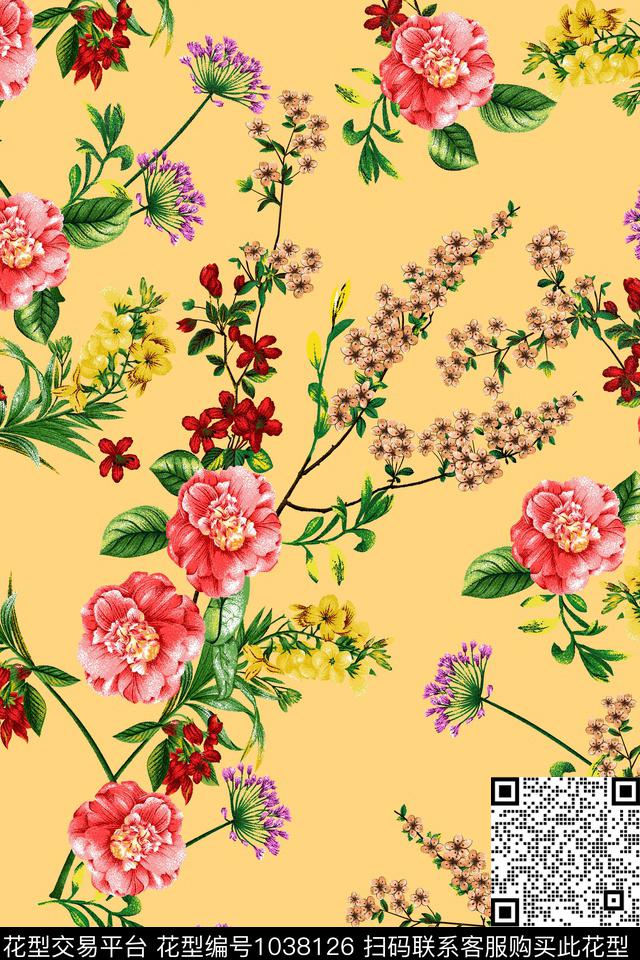 大花数码华亿平台花卉数码印花华亿平台下载（图片编号: 1038126） - 瓦栏（Walan）