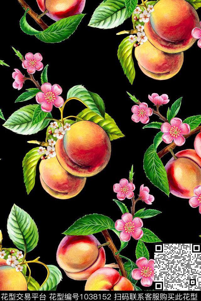 花卉桃花水果数码印花华亿平台下载（图片编号: 1038152） - 瓦栏（Walan）