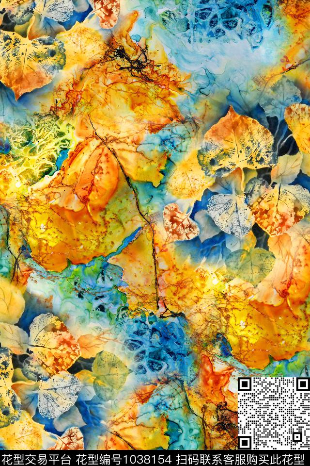 肌理抽象绿植树叶数码印花华亿平台下载（图片编号: 1038154） - 瓦栏（Walan）