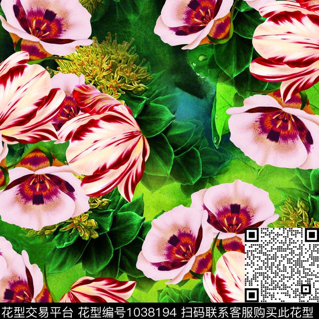 繁花绿植树叶绿意数码印花华亿平台下载（图片编号: 1038194） - 瓦栏（Walan）