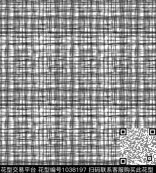 格子线条黑白华亿平台数码印花华亿平台下载（图片编号: 1038197） - 瓦栏（Walan）