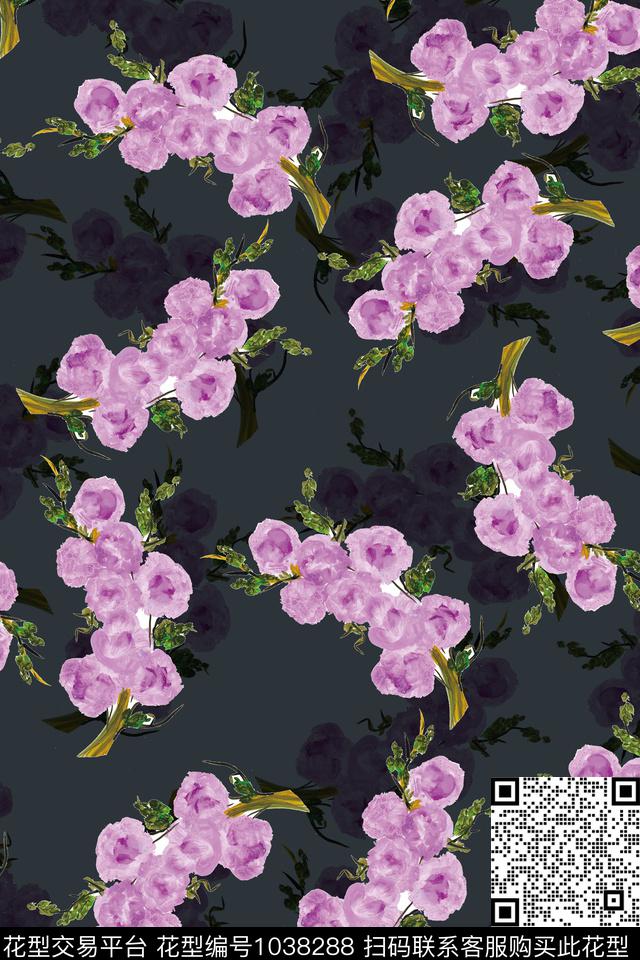 数码华亿平台水彩花卉绿植树叶数码印花华亿平台下载（图片编号: 1038288） - 瓦栏（Walan）