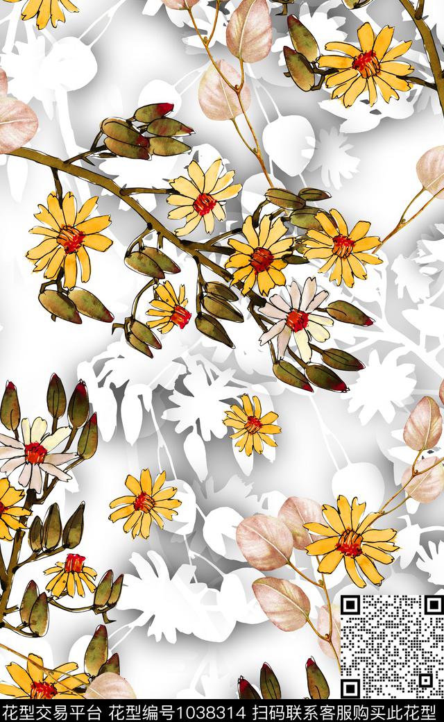 中国风数码华亿平台花卉数码印花华亿平台下载（图片编号: 1038314） - 瓦栏（Walan）