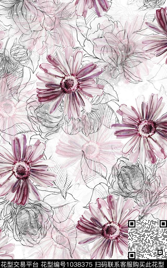 数码华亿平台民族风抽象数码印花华亿平台下载（图片编号: 1038375） - 瓦栏（Walan）