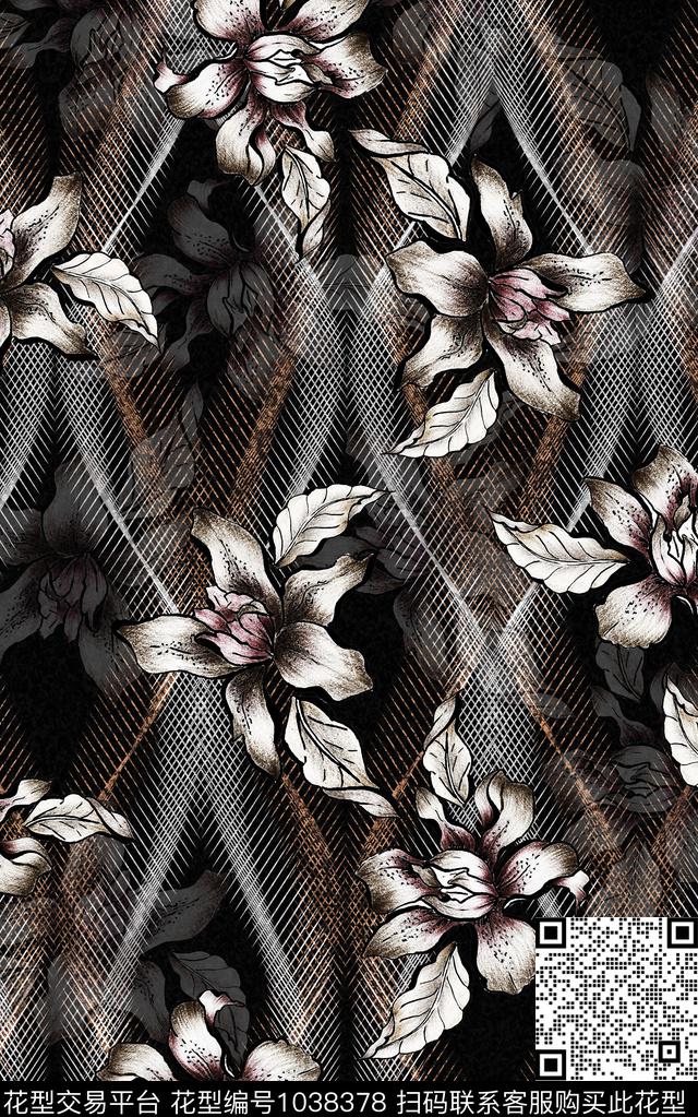 数码华亿平台民族风抽象数码印花华亿平台下载（图片编号: 1038378） - 瓦栏（Walan）