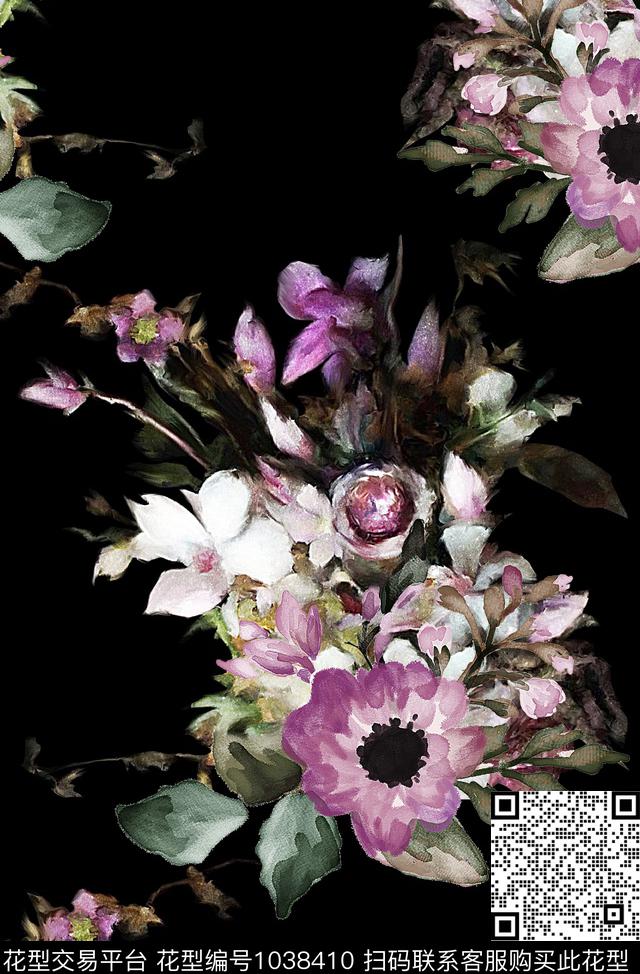 水彩花卉花卉复古数码印花华亿平台下载（图片编号: 1038410） - 瓦栏（Walan）
