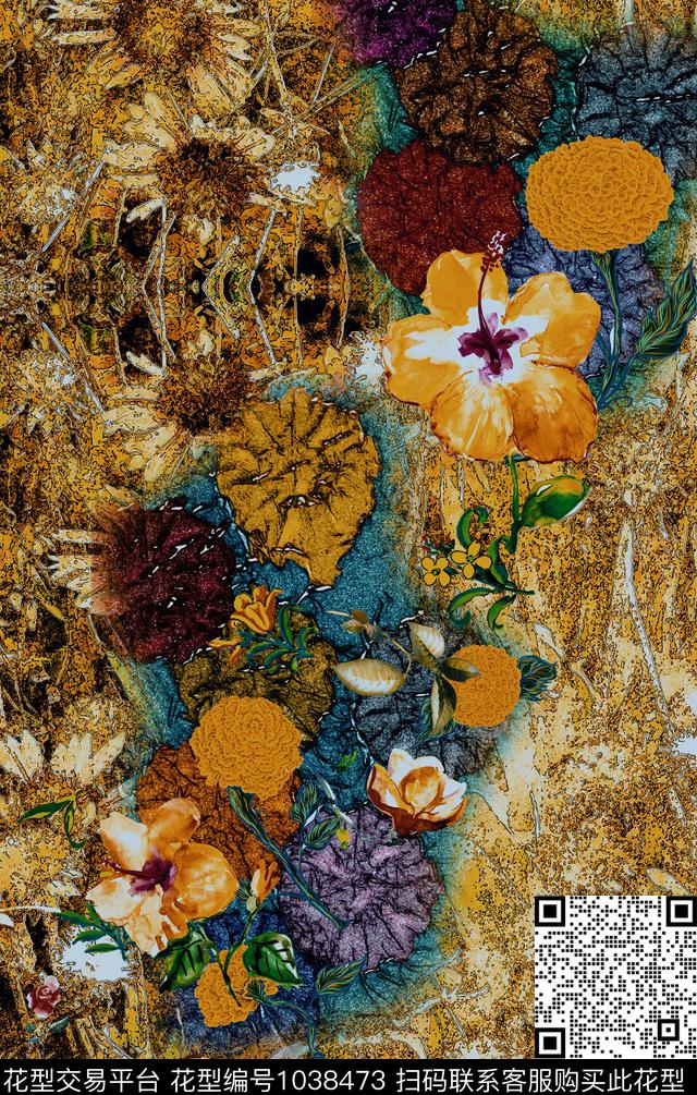 数码华亿平台花卉定位花数码印花华亿平台下载（图片编号: 1038473） - 瓦栏（Walan）