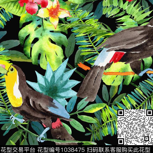 鸟花卉大牌风数码印花华亿平台下载（图片编号: 1038475） - 瓦栏（Walan）