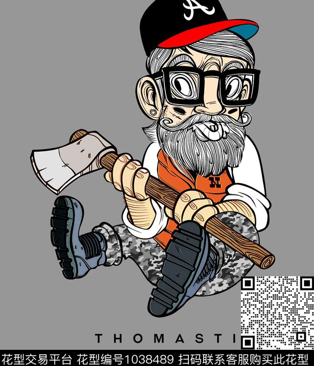 潮牌抽象卡通数码印花华亿平台下载（图片编号: 1038489） - 瓦栏（Walan）