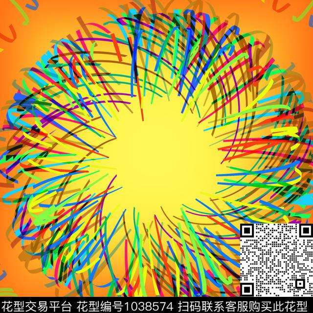线条几何方巾数码印花华亿平台下载（图片编号: 1038574） - 瓦栏（Walan）