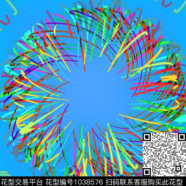 线条几何方巾数码印花华亿平台下载（图片编号: 1038576） - 瓦栏（Walan）