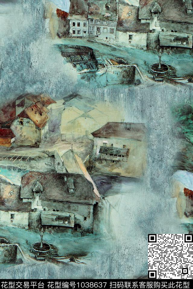 肌理抽象建筑数码印花华亿平台下载（图片编号: 1038637） - 瓦栏（Walan）