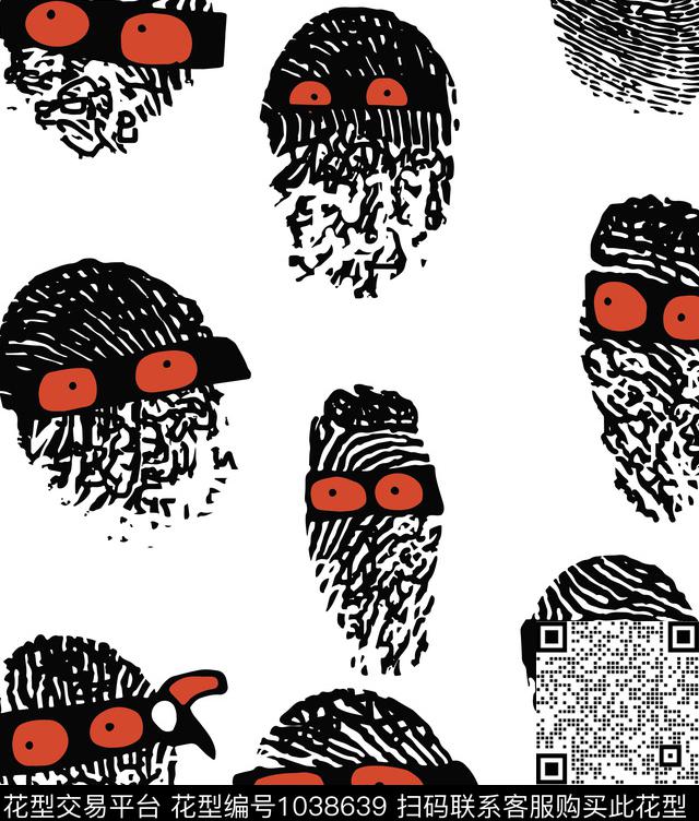 趣味图案盗贼数码印花华亿平台下载（图片编号: 1038639） - 瓦栏（Walan）