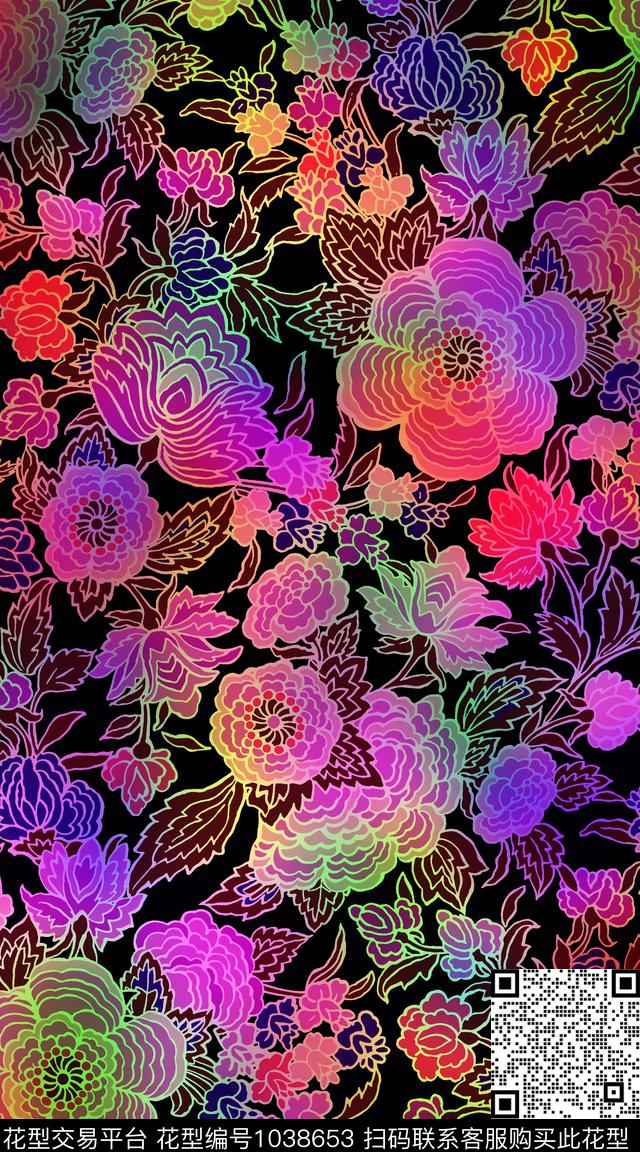 数码华亿平台花卉女装数码印花华亿平台下载（图片编号: 1038653） - 瓦栏（Walan）