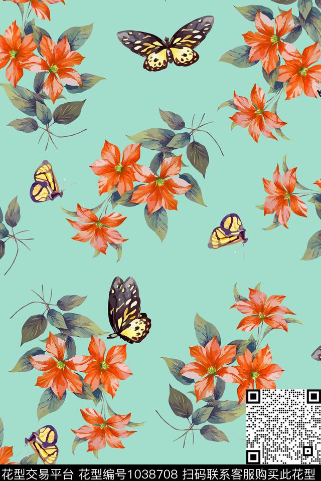 花卉复古数码印花华亿平台下载（图片编号: 1038708） - 瓦栏（Walan）