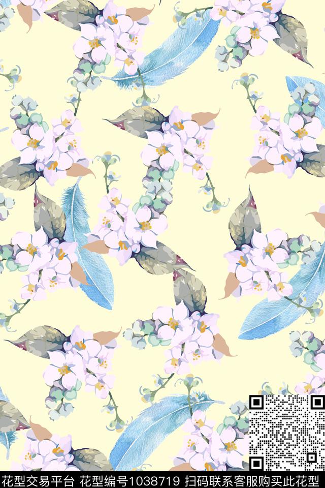 花卉蝴蝶兰复古数码印花华亿平台下载（图片编号: 1038719） - 瓦栏（Walan）