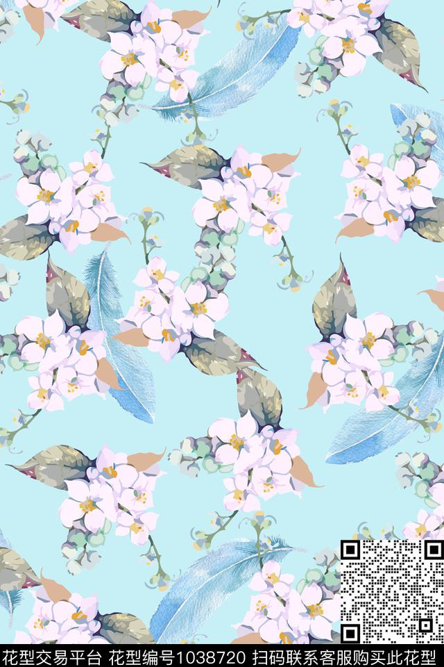花卉蝴蝶兰复古数码印花华亿平台下载（图片编号: 1038720） - 瓦栏（Walan）