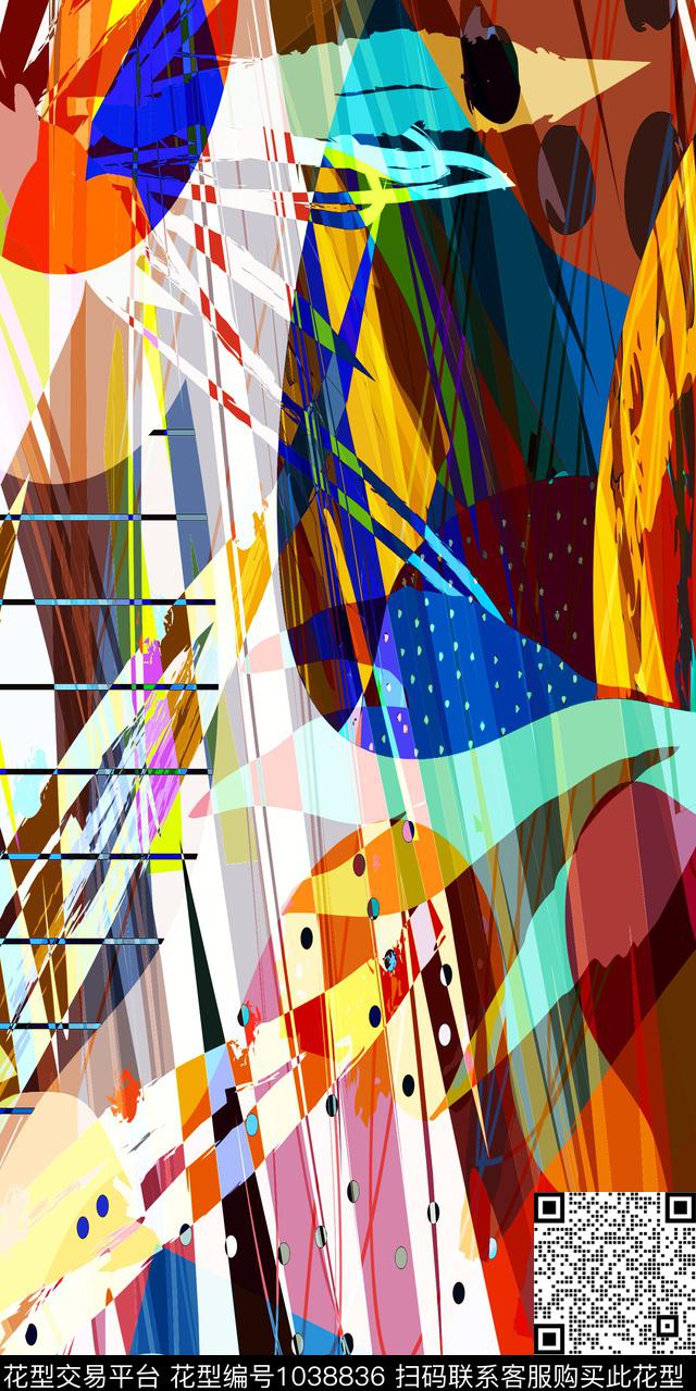 女装几何抽象数码印花华亿平台下载（图片编号: 1038836） - 瓦栏（Walan）