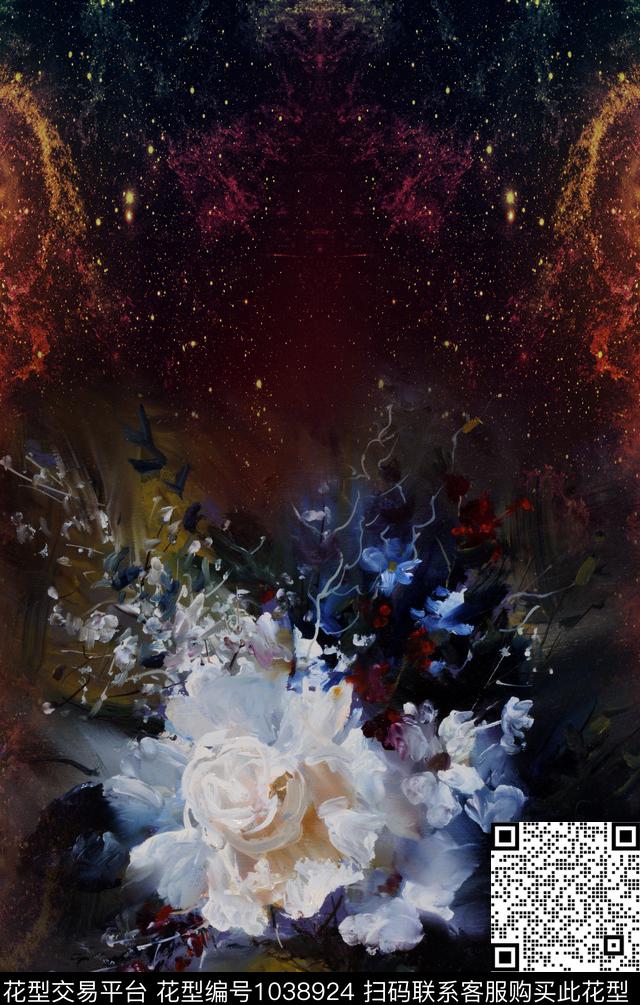 大花欧式定位花油画华亿平台数码印花华亿平台下载（图片编号: 1038924） - 瓦栏（Walan）