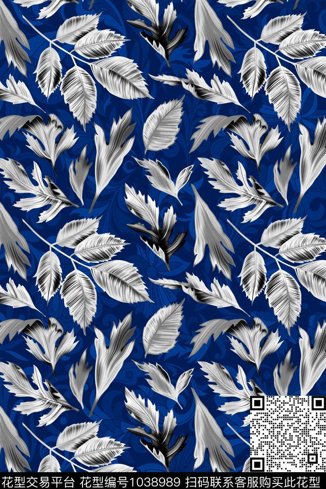 大牌风绿植树叶数码印花华亿平台下载（图片编号: 1038989） - 瓦栏（Walan）
