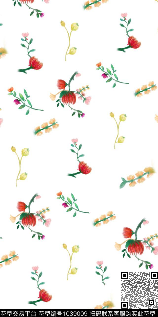 数码华亿平台小碎花水彩花卉数码印花华亿平台下载（图片编号: 1039009） - 瓦栏（Walan）