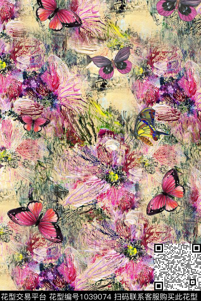数码华亿平台抽象花卉数码印花华亿平台下载（图片编号: 1039074） - 瓦栏（Walan）