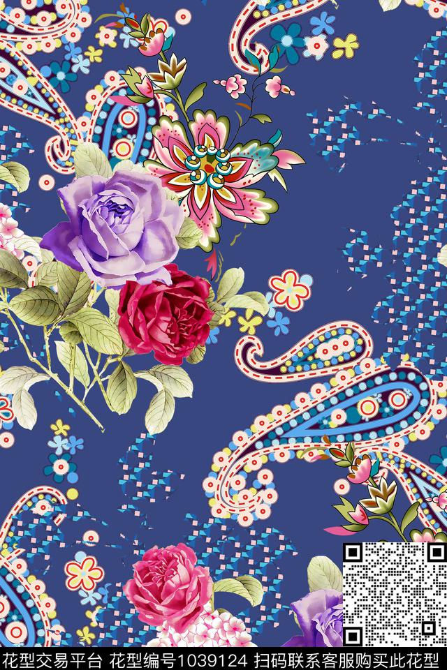 花卉佩斯利GUCCI数码印花华亿平台下载（图片编号: 1039124） - 瓦栏（Walan）