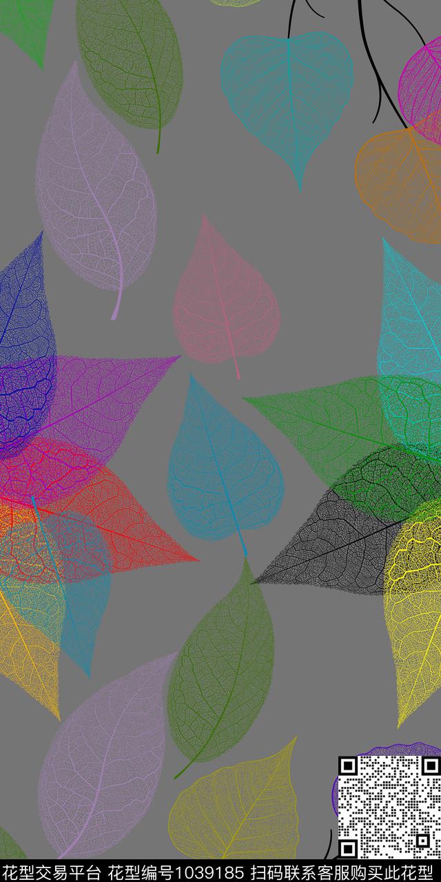 绿植树叶肌理经络数码印花华亿平台下载（图片编号: 1039185） - 瓦栏（Walan）