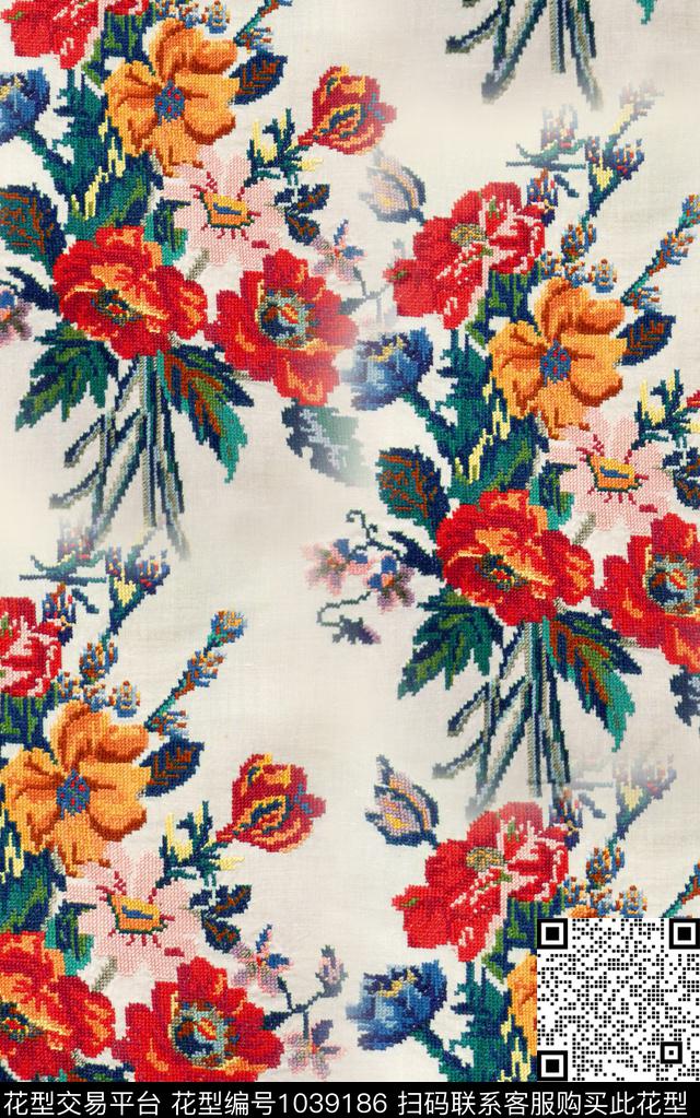 小碎花花卉绣花华亿平台数码印花华亿平台下载（图片编号: 1039186） - 瓦栏（Walan）