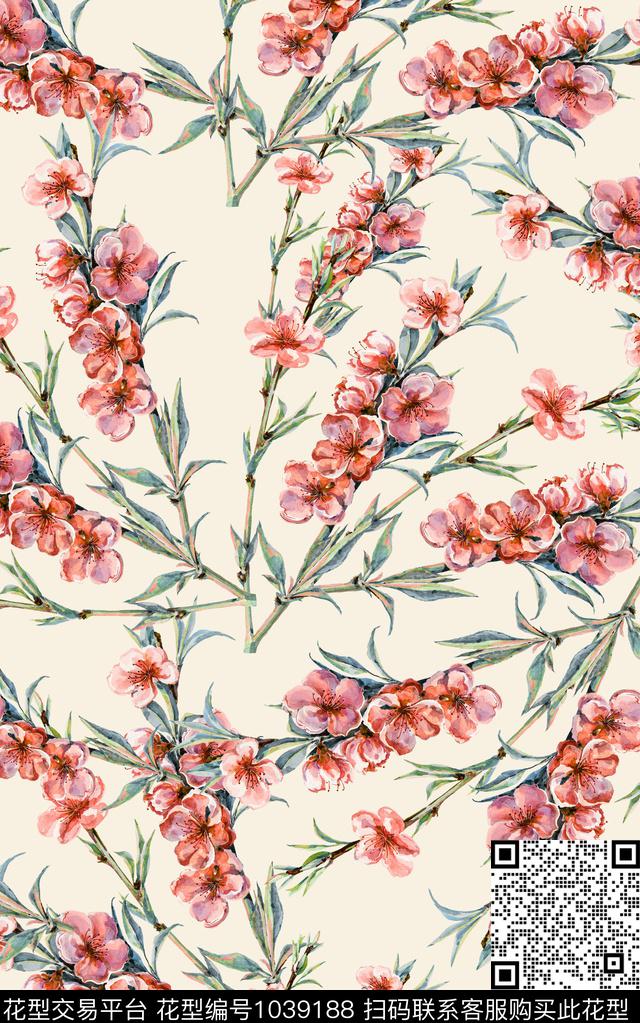 小碎花花卉水彩花卉数码印花华亿平台下载（图片编号: 1039188） - 瓦栏（Walan）