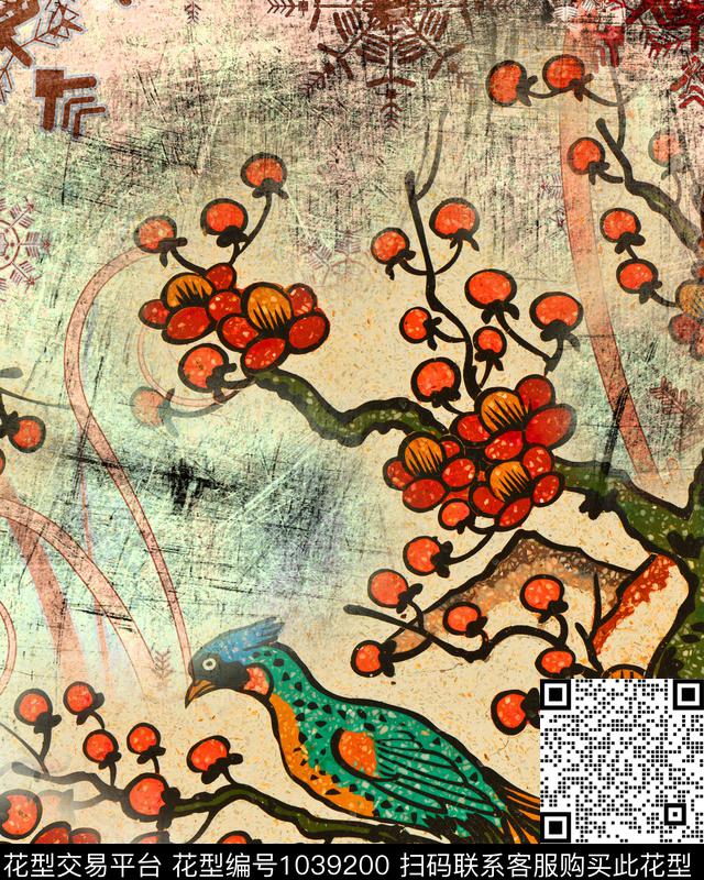 中国风中老年连衣裙数码印花华亿平台下载（图片编号: 1039200） - 瓦栏（Walan）