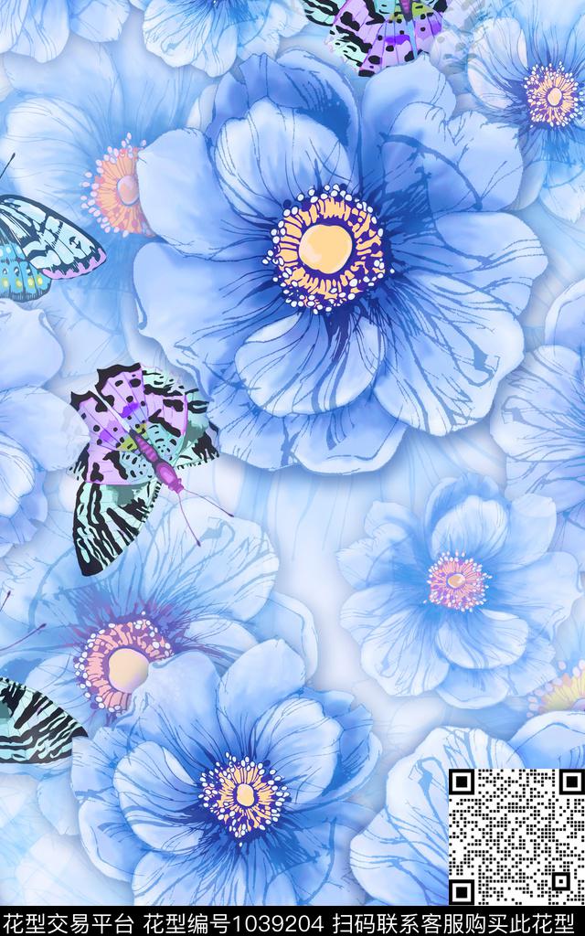 数码华亿平台民族风花卉数码印花华亿平台下载（图片编号: 1039204） - 瓦栏（Walan）