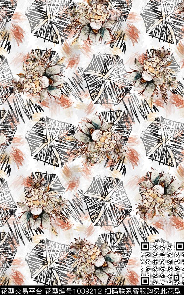 数码华亿平台民族风抽象数码印花华亿平台下载（图片编号: 1039212） - 瓦栏（Walan）