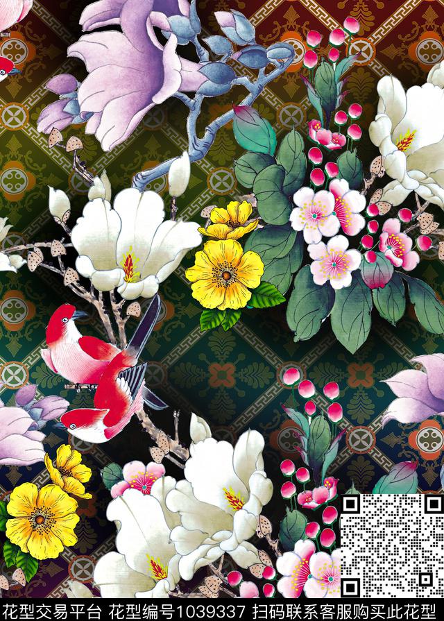 民族花卉抽象花卉数码印花华亿平台下载（图片编号: 1039337） - 瓦栏（Walan）